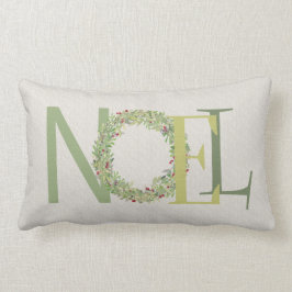 クリスマスタイポグラフィ付きNOELリース ランバークッション
