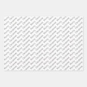 クリスマスタイポグラフィ白黒 ラッピングペーパーシート (正面3)