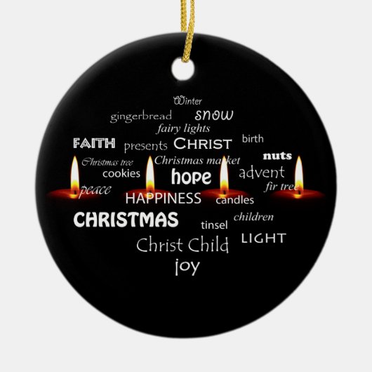 クリスマスタイポグラフィ セラミックオーナメント (正面)