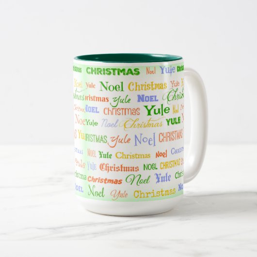 クリスマスタイポグラフィ ツートーンマグカップ (正面右)