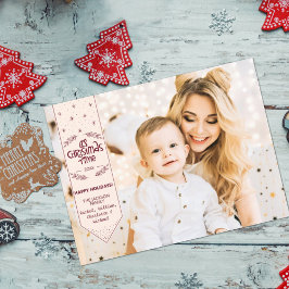 クリスマスタイムアイボリーハッピーホリデーズ写真 シーズンポストカード