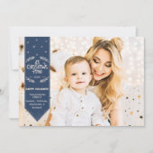 クリスマスタイムインディゴブルー幸せな休日の写真 シーズンカード (正面)