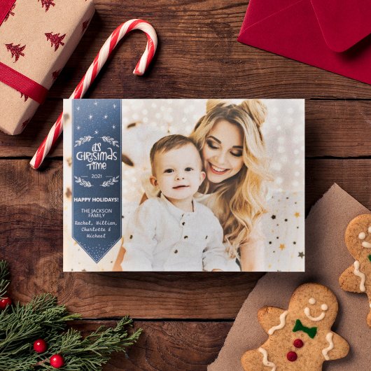 クリスマスタイムインディゴブルー幸せな休日の写真 シーズンカード