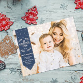 クリスマスタイムインディゴブルー幸せな休日の写真 シーズンポストカード