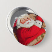 クリスマスタイムサンタクロースのボタン 缶バッジ (正面&裏面)