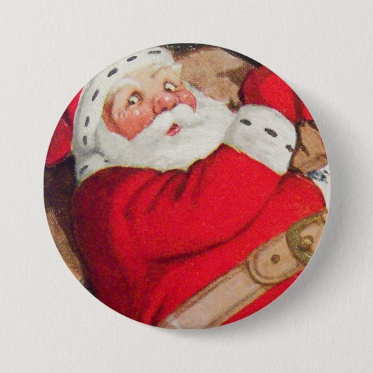 クリスマスタイムサンタクロースのボタン 缶バッジ (正面)