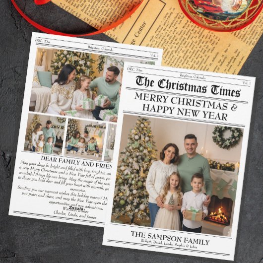 クリスマスタイムズ家族の写真新聞ニュースレター シーズンカード