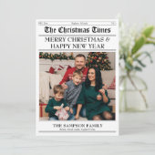 クリスマスタイムズ家族の写真新聞ニュースレター シーズンカード (スタンド正面)