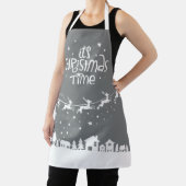 クリスマスタイムフェスティバルグレイ休日サンタのトナカイ エプロン (インサイチュ)