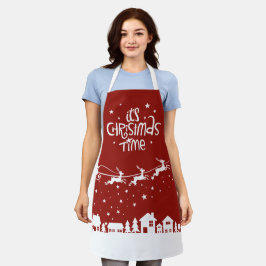 クリスマスタイムフェスティバルレッドホリデーサンタのトナカイ エプロン