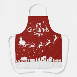 クリスマスタイムフェスティバルレッドホリデーサンタのトナカイ エプロン