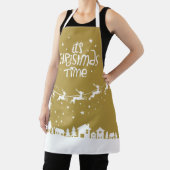 クリスマスタイムフェスティバル金ゴールドホリデーサンタトナカイ エプロン (インサイチュ)