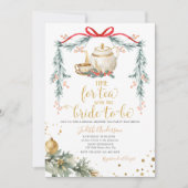クリスマスタイムフォーティーレッドボウブライダルシャワー 招待状 (正面)