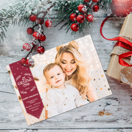 クリスマスタイムブルガンディ幸せな休日の写真 シーズンカード