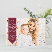 クリスマスタイムブルガンディ幸せな休日の写真 シーズンカード (スタンド正面)