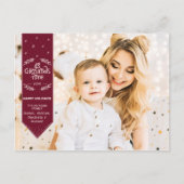 クリスマスタイムブルガンディ幸せな休日の写真 シーズンポストカード (正面)