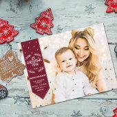 クリスマスタイムブルガンディ幸せな休日の写真 シーズンポストカード