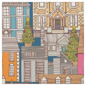 クリスマスタイムブルー数々の ファブリック (クローズアップ)