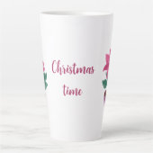 クリスマスタイムポインセチア花のポットマグカップ カフェラテマグ (正面)