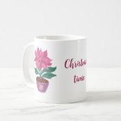 クリスマスタイムポインセチア花のポットマグカップ コーヒーマグカップ (正面左)