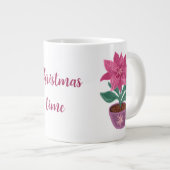 クリスマスタイムポインセチア花のポットマグカップ ジャンボコーヒーマグカップ (正面右)