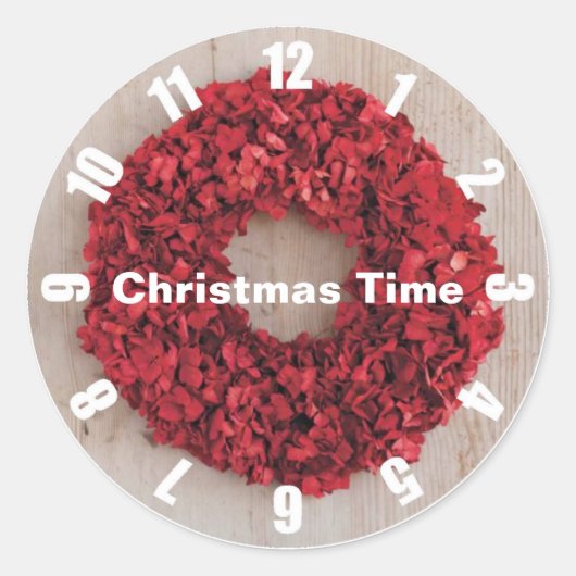 クリスマスタイムレッドリース郵便切手 ラウンドシール (正面)