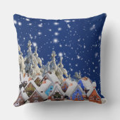 クリスマスタイムヴィレッジで魅惑的な雪 クッション (裏面)