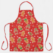 クリスマスタイルのギンガーブレッドホリデーキッチン エプロン (正面)