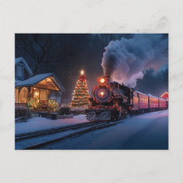 クリスマスタウンを通る蒸気列車 ポストカード