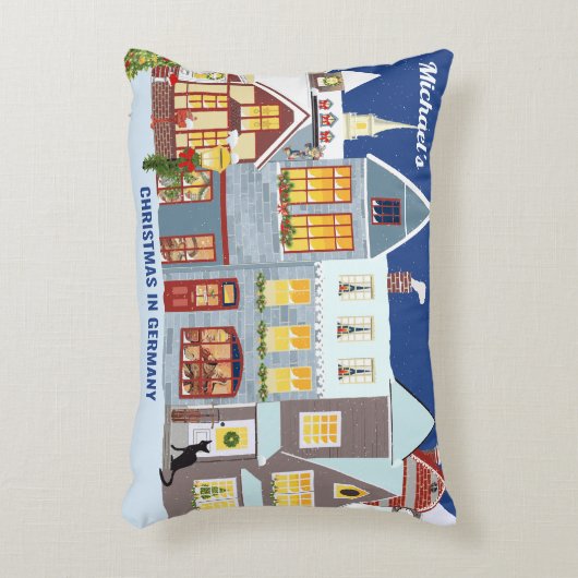 クリスマスタウンウィンターワンダーランドハウスウィンドウズ アクセントクッション (正面(垂直))