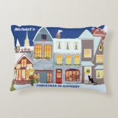 クリスマスタウンウィンターワンダーランドハウスウィンドウズ アクセントクッション (裏面)