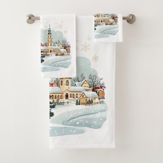 クリスマスタウンタオルセット 雪の結晶 バスタオルセット (インサイチュ)