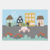 クリスマスタウンファララライツストッキング ラッピングペーパーシート (正面)