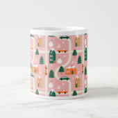 クリスマスタウンホリデーマップパターン ジャンボコーヒーマグカップ (正面)