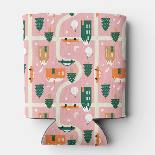 クリスマスタウンホリデーマップパターン 缶クーラー (裏面)