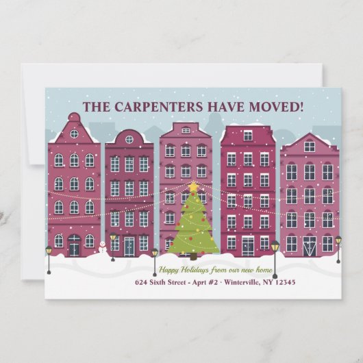 クリスマスタウンホリデームービングカード 招待状 (正面)