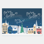 クリスマスタウンランドスケープメリークリスマス引用文 ラッピングペーパーシート (正面3)