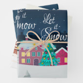 クリスマスタウンランドスケープメリークリスマス引用文 ラッピングペーパーシート (インサイチュ)