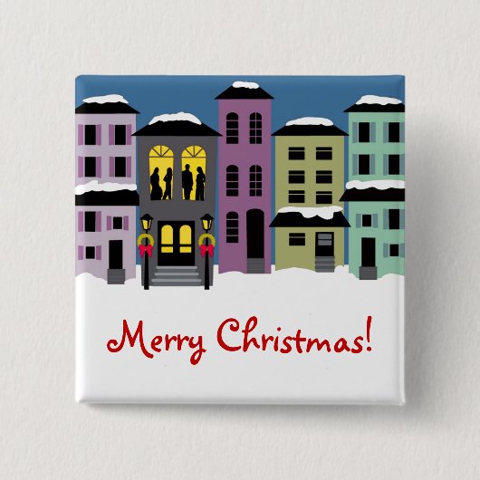 クリスマスタウン～ボタン 缶バッジ (正面)
