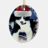 クリスマスタキシード猫丸飾り セラミックオーナメント (右)