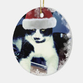 クリスマスタキシード猫丸飾り セラミックオーナメント (左)