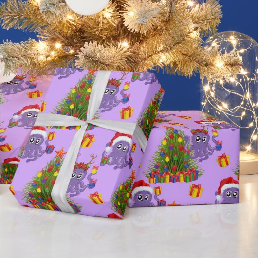 クリスマスタコの木柄 ラッピングペーパー (クリスマス)
