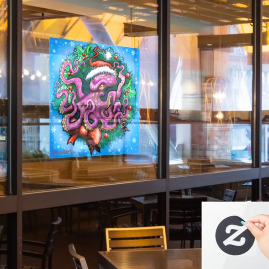 クリスマスタコの窓の貼り ウィンドウサイン (レストラン窓)