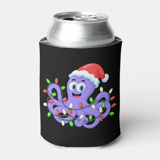 クリスマスタコサンターハットライトタコ足Xmas 缶クーラー (缶正面)