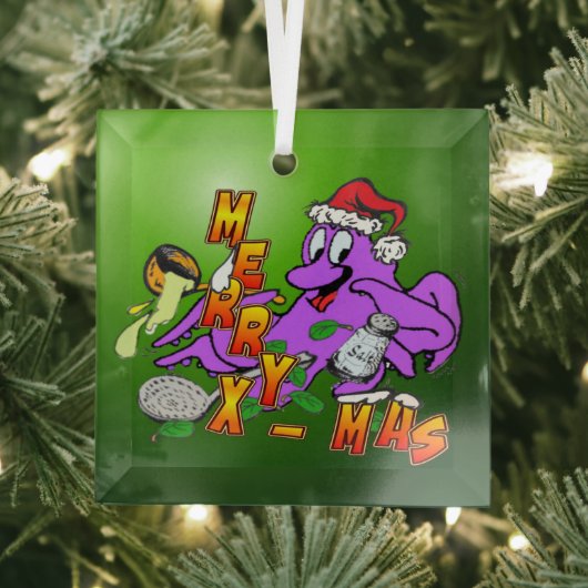 クリスマスタコ調理師ガラスオーナメント ガラスオーナメント (インサイチュ)