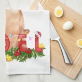 クリスマスタビーキャットウォーターのカラー キッチンタオル (四つ折り)