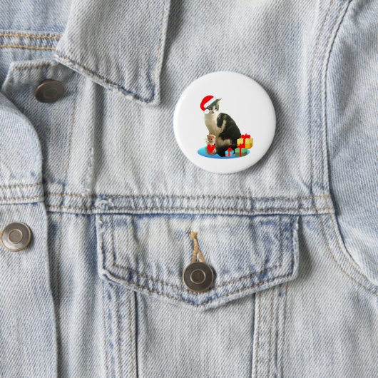 クリスマスタビー猫とかわいい天使 缶バッジ (インサイチュ)