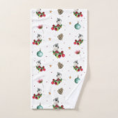 クリスマスタフテッドタイトマウス水彩冬の鳥 バスタオルセット (ハンドタオル)