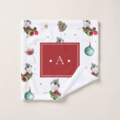 クリスマスタフテッドタイトマウス水彩冬の鳥 バスタオルセット (ウォッシュタオル)