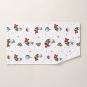 クリスマスタフテッドタイトマウス水彩冬の鳥 バスタオルセット (ハンドタオル)